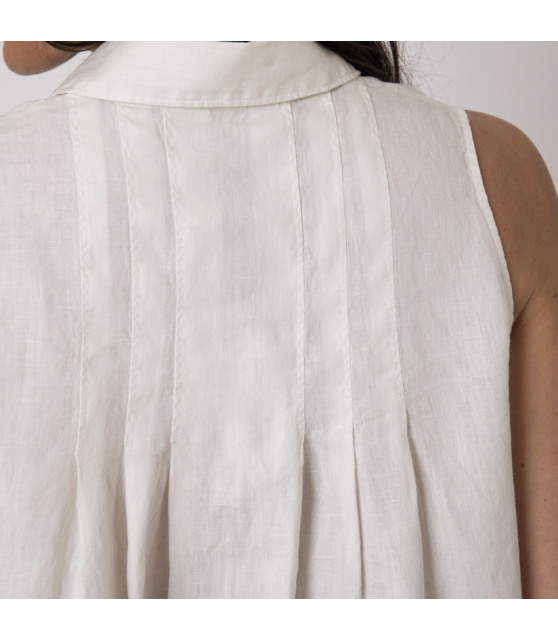 DUNCAN - Top blanc cassé en lin