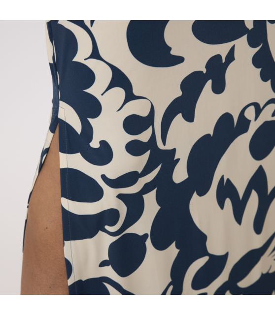 SIYU - Robe longue à motifs floraux blancs et bleus