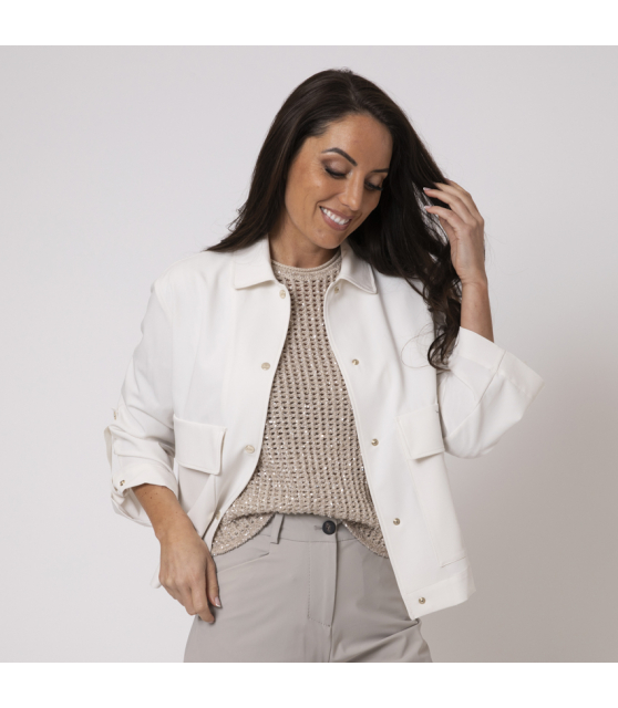 HERNO - Veste sur-chemise grège
