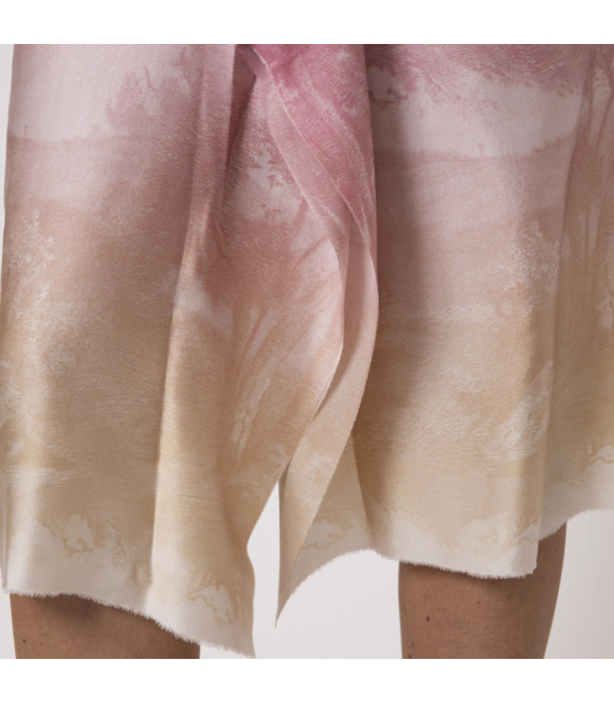 PIERRE-LOUIS MASCIA - Jupe drapée rose et beige en soie