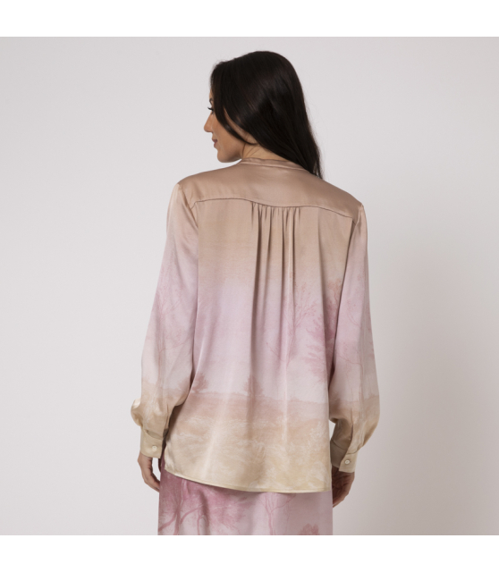 PIERRE-LOUIS MASCIA - Blouse rose et beige en soie