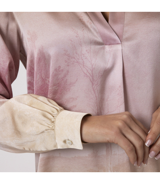 PIERRE-LOUIS MASCIA - Blouse rose et beige en soie