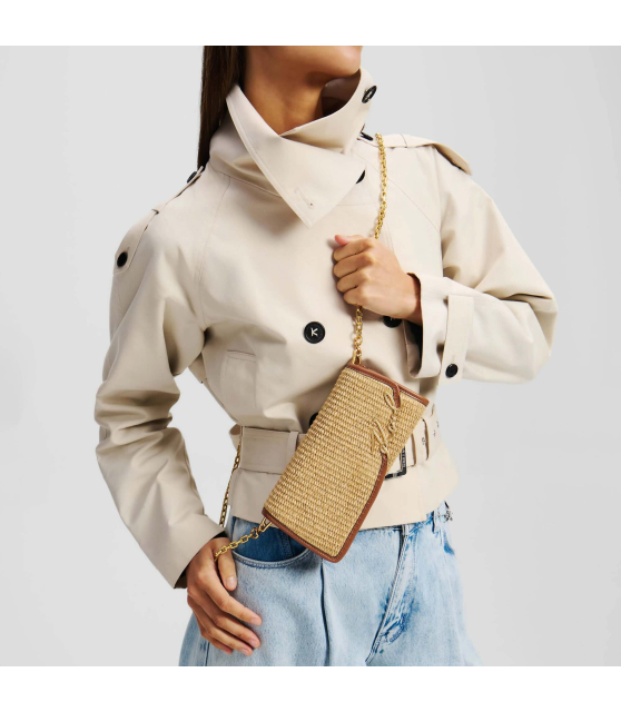 KARL LAGERFELD - PORTEFEUILLE BANDOULIÈRE EN RAPHIA K/SIGNATURE