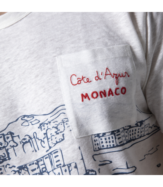 MC2 SAINT BARTH - T-shirt blanc Côte d'Azur Monaco en lin