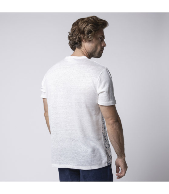 MC2 SAINT BARTH - T-shirt blanc Côte d'Azur Monaco en lin