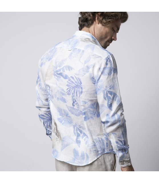 DUNCAN - Chemise à motifs exotiques bleus et marron