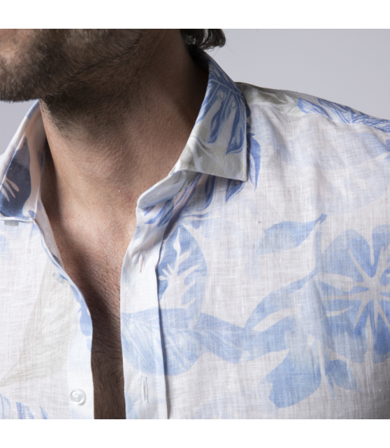 DUNCAN - Chemise à motifs exotiques bleus et marron