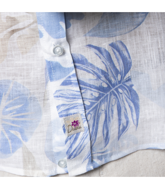 DUNCAN - Chemise à motifs exotiques bleus et marron