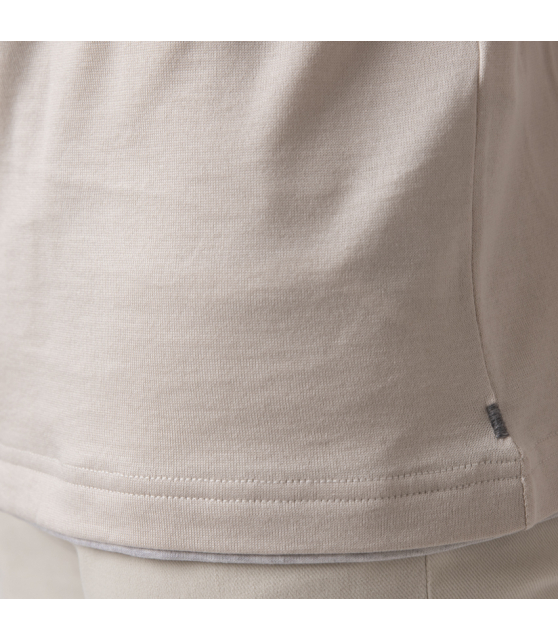 ELEVENTY - T-shirt beige à empiècements gris