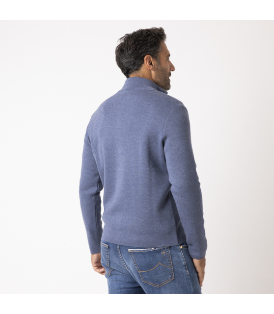 GRAN SASSO - Gilet bleu zippé à col montant