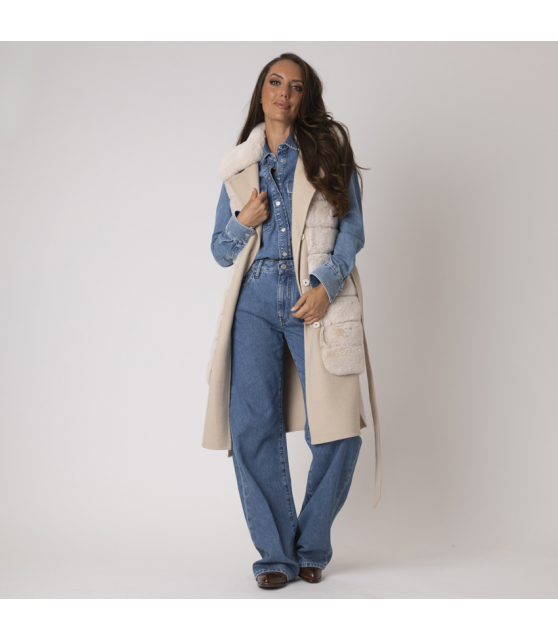 DUNCAN - Gilet crème sans manches en laine