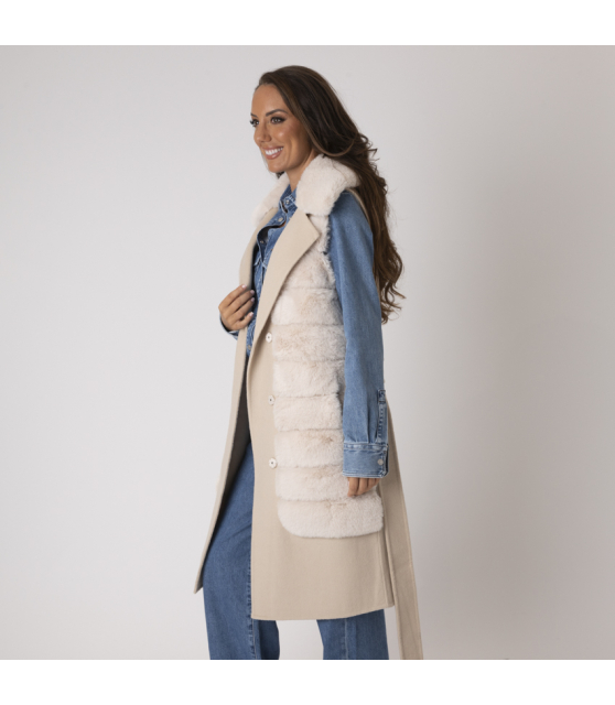 DUNCAN - Gilet crème sans manches en laine