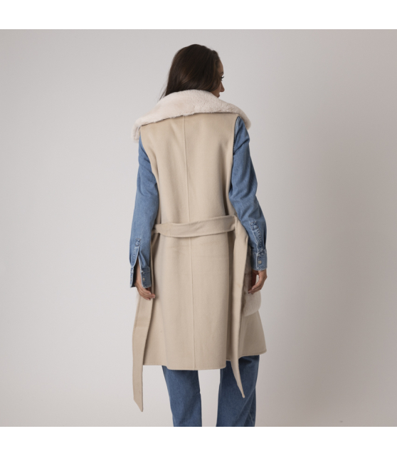 DUNCAN - Gilet crème sans manches en laine