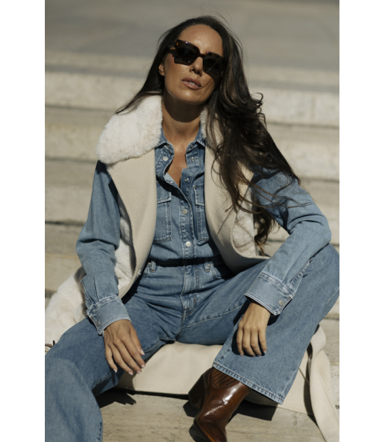 DUNCAN - Gilet crème sans manches en laine