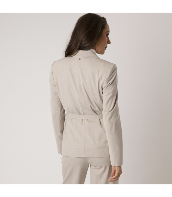 MARC CAIN - Blazer beige avec ceinture à nouer
