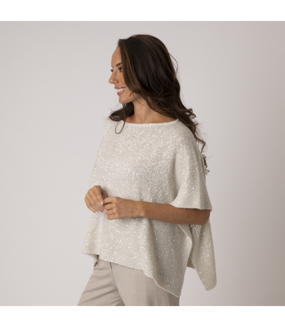 D.EXTERIOR - Top cape écru à paillettes