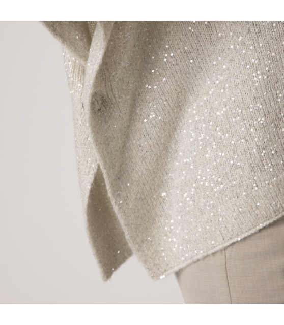 D.EXTERIOR - Top cape écru à paillettes