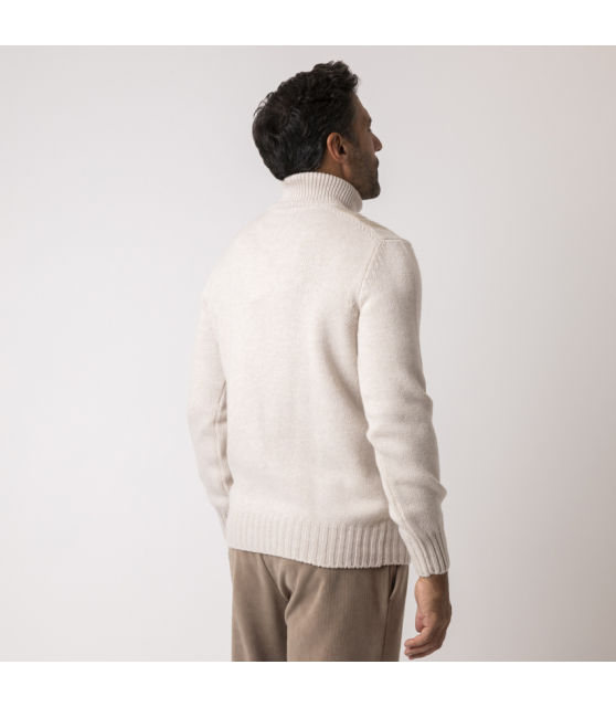 GRAN SASSO - Pull col coulé à torsades tricolore