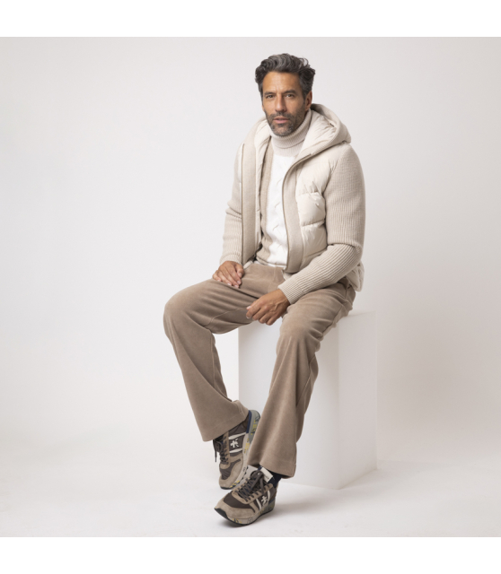 GRAN SASSO - Pull col coulé à torsades tricolore