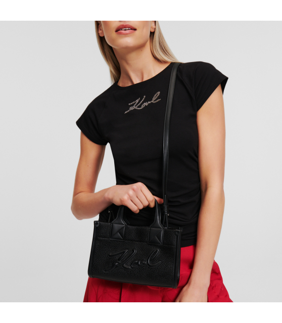 KARL LAGERFELD - PETIT SAC NOIR K/SUARE CUIR GRAINÉ