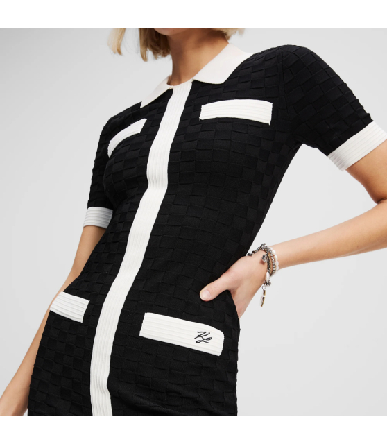 KARL LAGERFELD - ROBE NOIRE MOULANTE À CONTRASTES