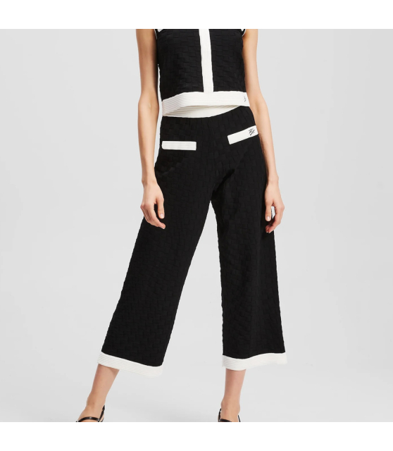 KARL LAGERFELD - PANTALON EN MAILLE AVEC LISERÉS CONTRASTÉS