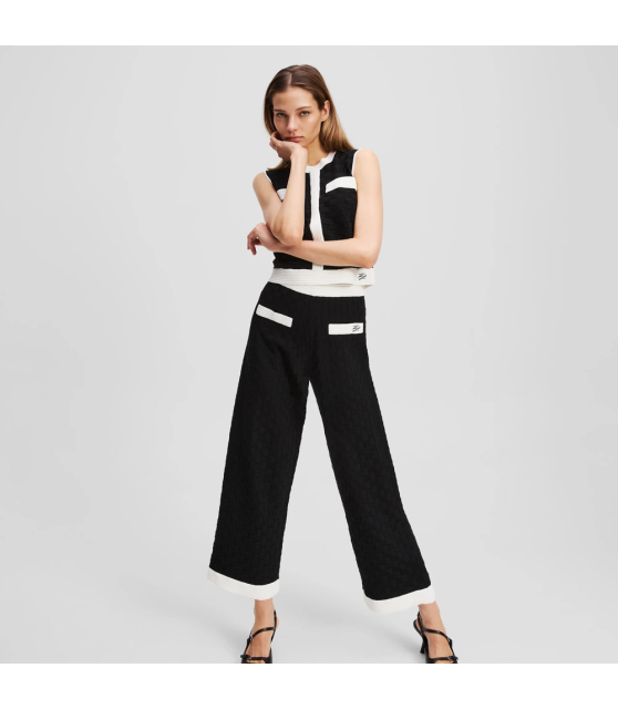 KARL LAGERFELD - PANTALON EN MAILLE AVEC LISERÉS CONTRASTÉS
