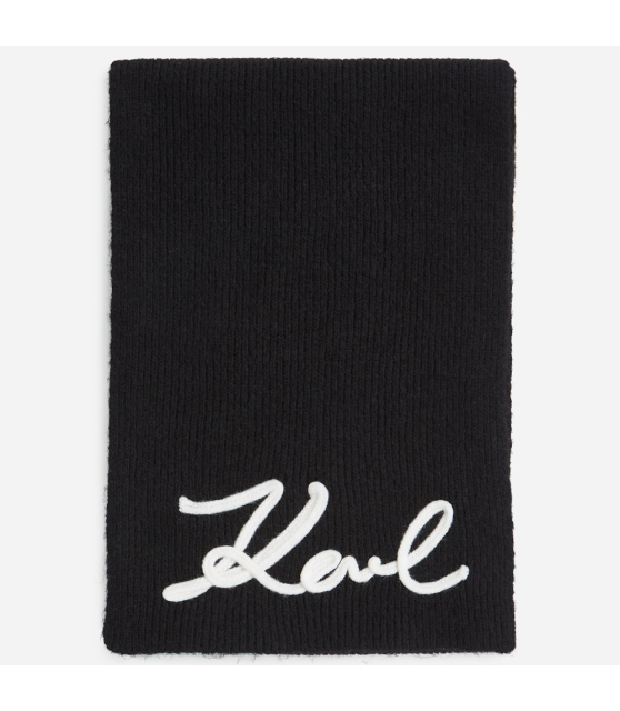 KARL LAGERFELD - Echarpe noire en crochet K/SIGNATURE