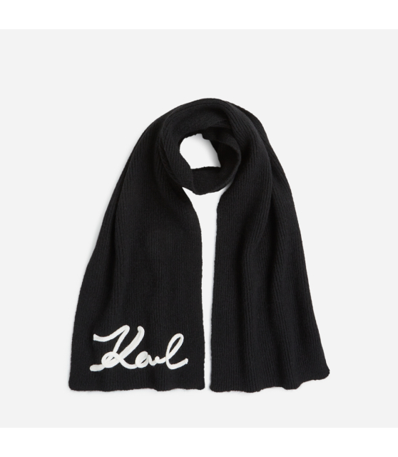 KARL LAGERFELD - Echarpe noire en crochet K/SIGNATURE