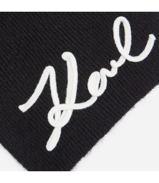KARL LAGERFELD - Echarpe noire en crochet K/SIGNATURE