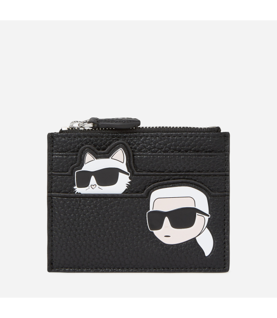 KARL LAGERFELD - Porte-cartes noir grainé IKON