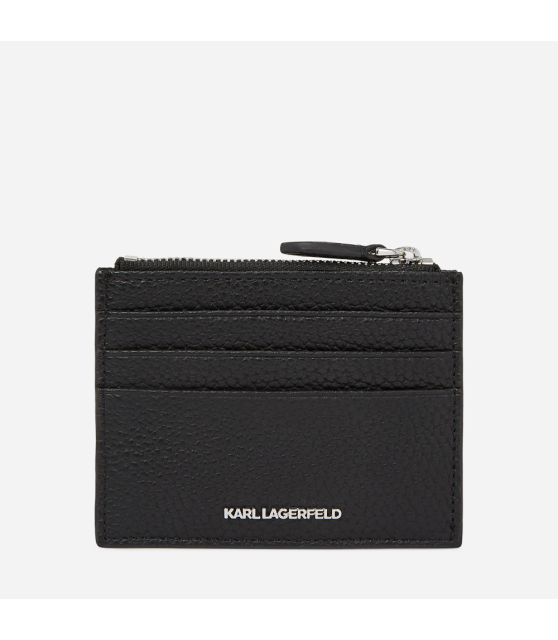 KARL LAGERFELD - Porte-cartes noir grainé IKON