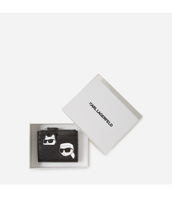 KARL LAGERFELD - Porte-cartes noir grainé IKON