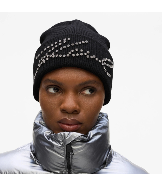KARL LAGERFELD - Bonnet noir à strass K/SIGNATURE