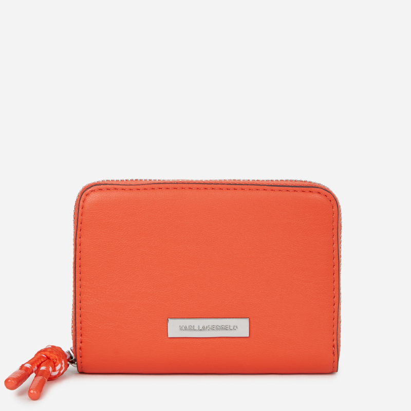 KARL LAGERFELD - PETIT PORTEFEUILLE ZIPPÉ ORANGE