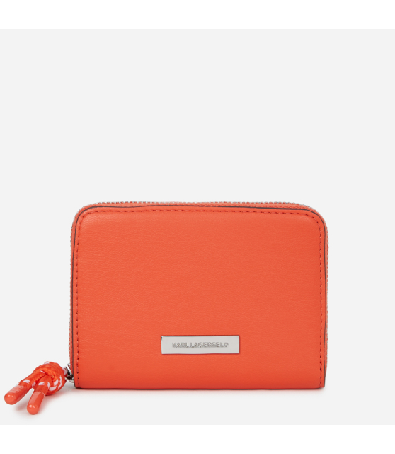 KARL LAGERFELD - PETIT PORTEFEUILLE ZIPPÉ ORANGE