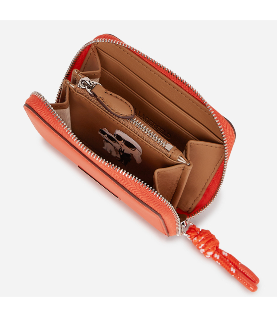 KARL LAGERFELD - PETIT PORTEFEUILLE ZIPPÉ ORANGE