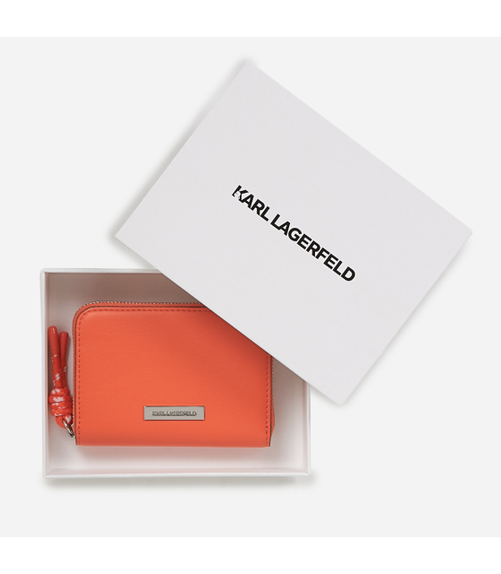 KARL LAGERFELD - PETIT PORTEFEUILLE ZIPPÉ ORANGE
