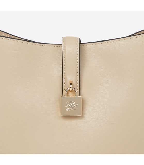 KARL LAGERFELD - Sac besace beige avec cadenas K/AUTOGRAPH