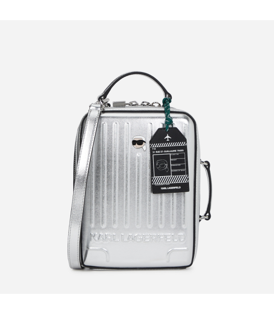 KARL LAGERFELD - Sac bandoulière argenté valise Ikon