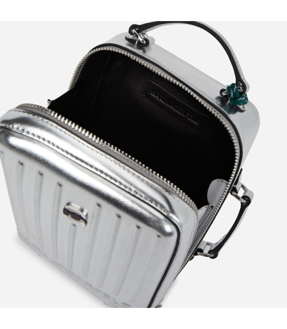 KARL LAGERFELD - Sac bandoulière argenté valise Ikon
