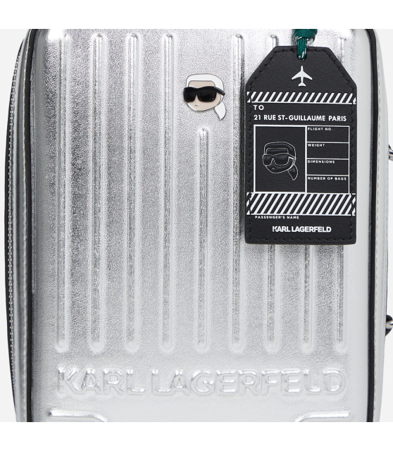 KARL LAGERFELD - Sac bandoulière argenté valise Ikon