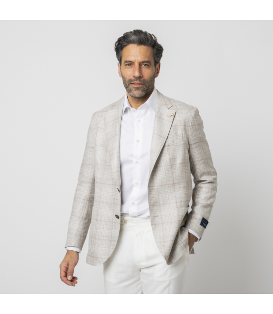 TOMBOLINI - Veste beige à micro-carreaux