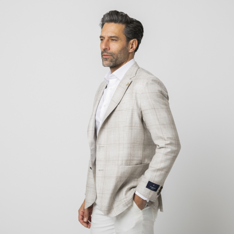 TOMBOLINI - Veste beige à micro-carreaux 2
