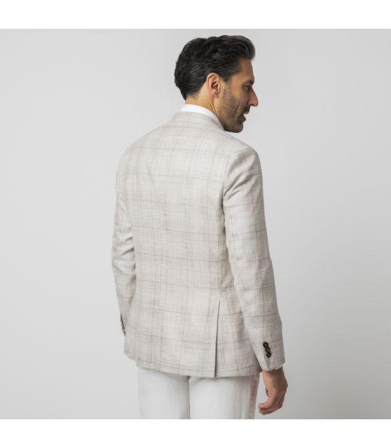 TOMBOLINI - Veste beige à micro-carreaux