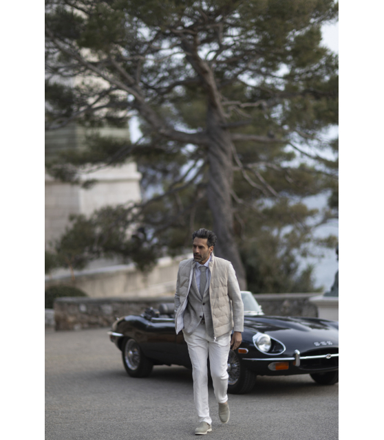 TOMBOLINI - Veste beige à micro-carreaux