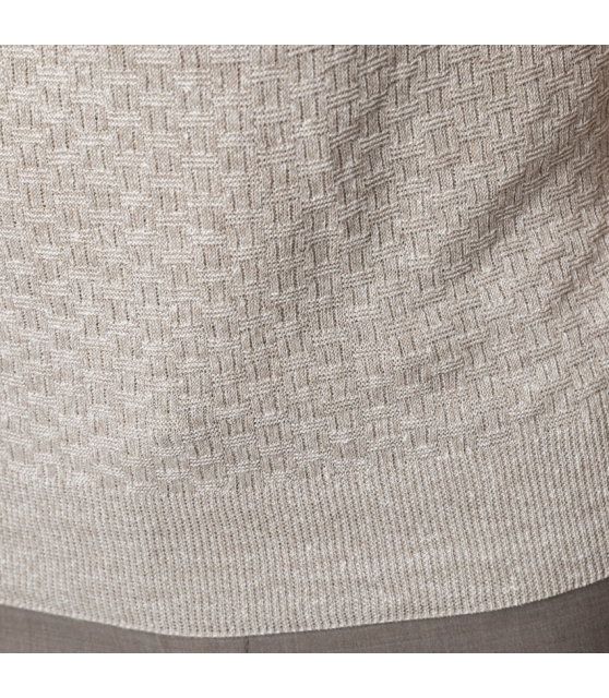 GRAN SASSO - T-shirt beige manches courtes jacquard