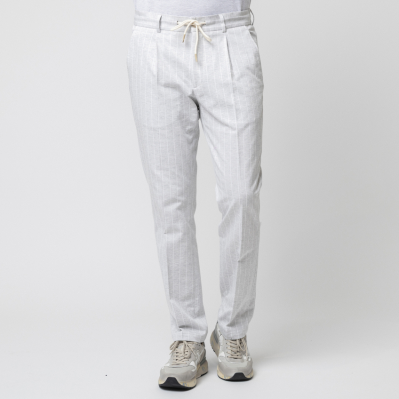 GRAN SASSO - Pantalon gris à pinces et rayures