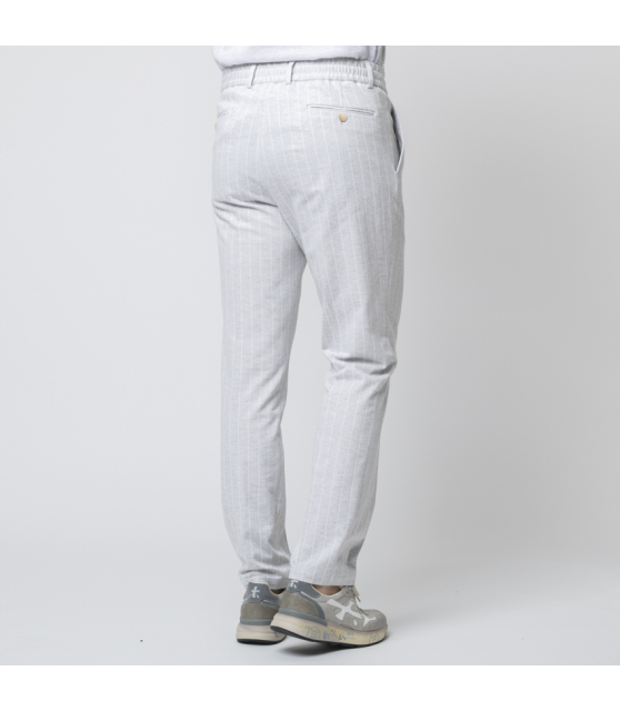 GRAN SASSO - Pantalon gris à pinces et rayures