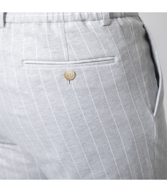 GRAN SASSO - Pantalon gris à pinces et rayures
